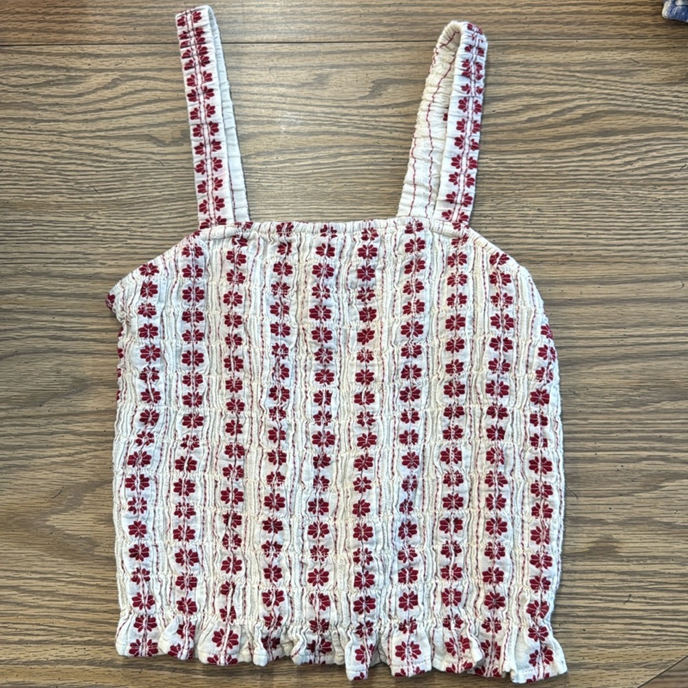American Eagle red and white tank top